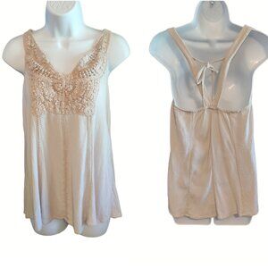 Maurices Sleeveless Tie-Back Crochet Top Cream Size M